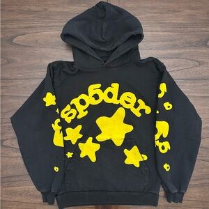 Sp5der Beluga Hoodie Onyx/Yellow